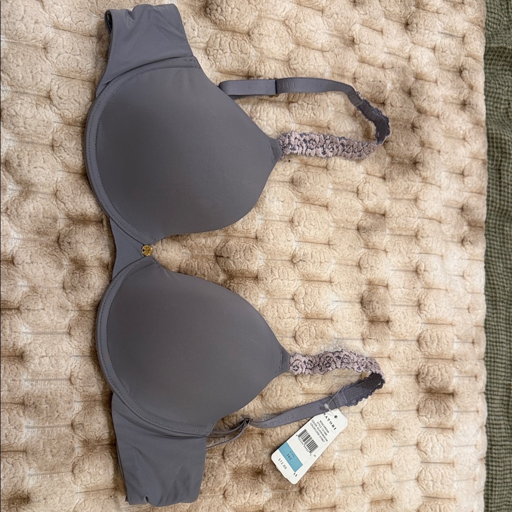 Natori Gray Bra with Lace Accents